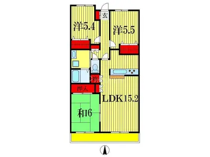 アソシエール西船橋(3LDK/2階)の間取り写真