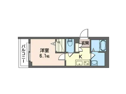 都電荒川線 飛鳥山駅 徒歩3分 3階建 築5年(1K/2階)の間取り写真