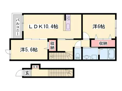 プラシードI(2LDK/2階)の間取り写真