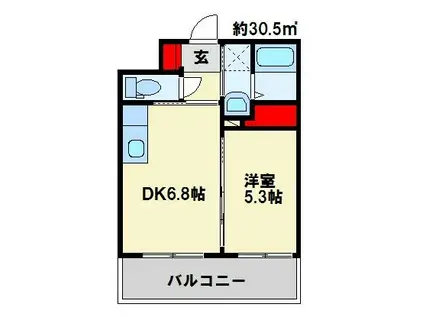 フェルト127(1DK/5階)の間取り写真