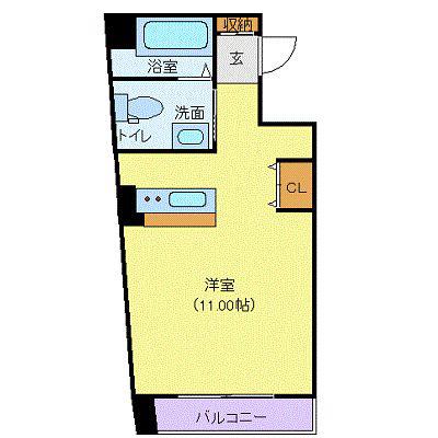 フラワーシティINブラボン(1K/4階)の間取り写真