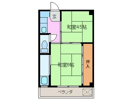 ネオステージ大仲新田II(2K/3階)の間取り写真