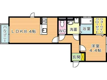 ＪＲ筑豊本線 若松駅 徒歩13分 2階建 築6年(1LDK/2階)の間取り写真