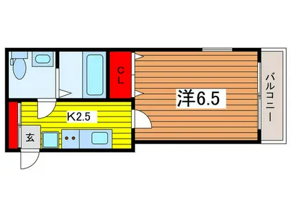 LIGNUM浦和常盤(1K/2階)の間取り写真