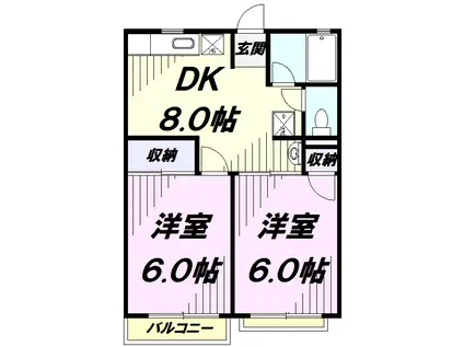 シティハイムイケワダ(2DK/2階)の間取り写真