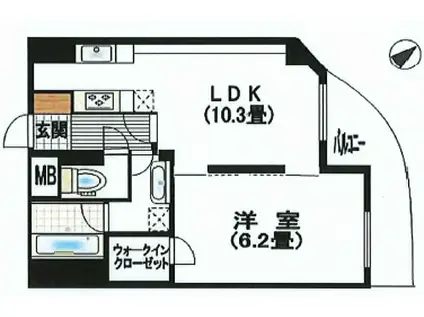 スカイコートパレス大田鵜の木(1LDK/5階)の間取り写真