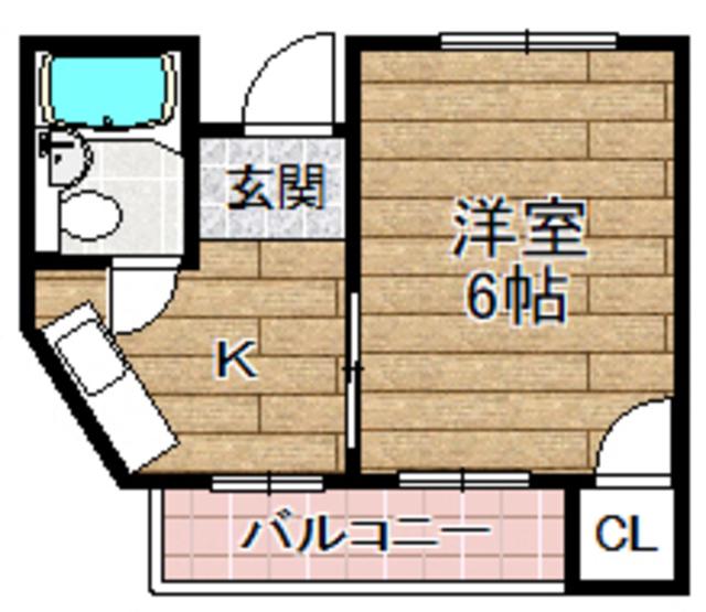 明輝春日マンション(1K/2階)の間取り写真