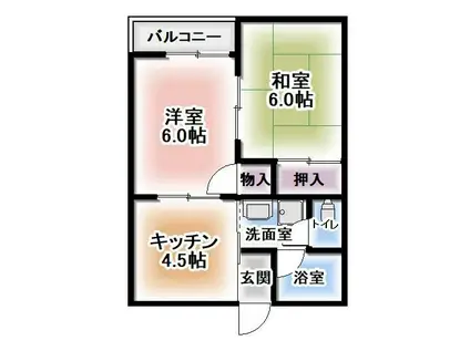 ハイツモエリ(2K/2階)の間取り写真