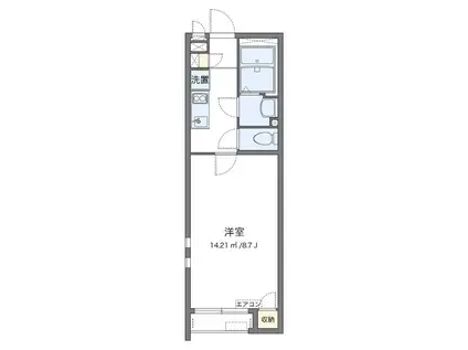 クレイノサウザンドリバー(1K/2階)の間取り写真