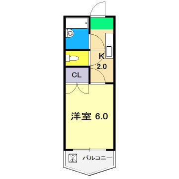 スカイプラザ新田(1K/7階)の間取り写真