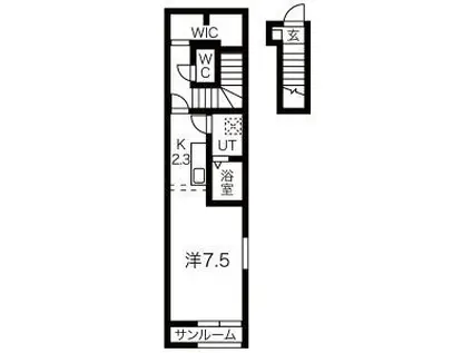 CRECIA(1K/2階)の間取り写真