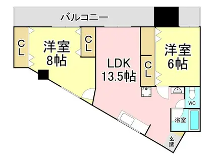 プリンセス黒住(2LDK/3階)の間取り写真