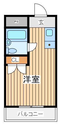コンドミニアム小田急相模原(ワンルーム/3階)の間取り写真
