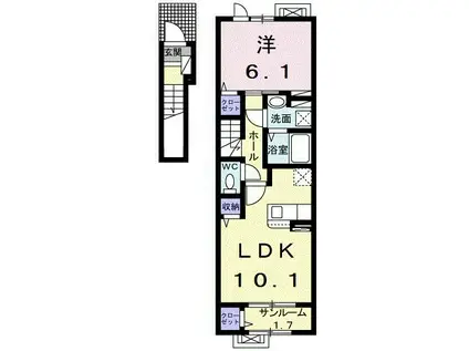 マニフィック北半田II(1LDK/2階)の間取り写真