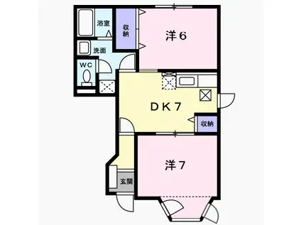 プレミアージュA(2DK/1階)の間取り写真
