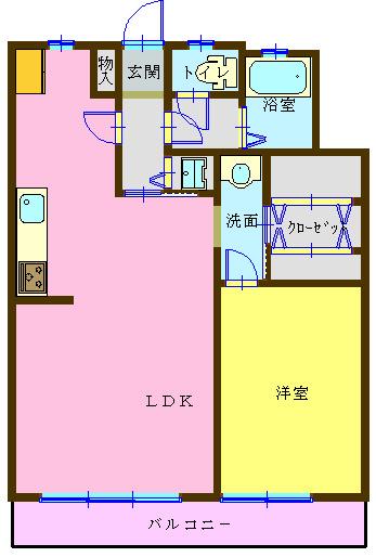 下関マンション(1LDK/3階)の間取り写真