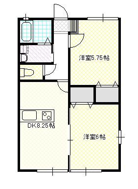 レジデンス牟礼南A棟(2DK/1階)の間取り写真