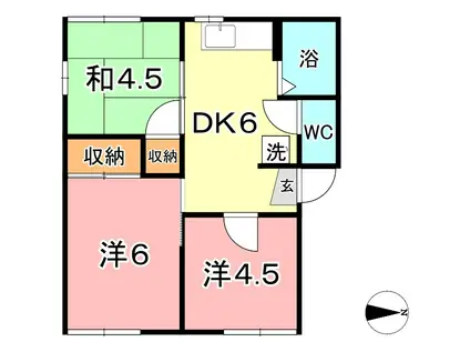 ベルメゾン平野B棟(3DK/1階)の間取り写真