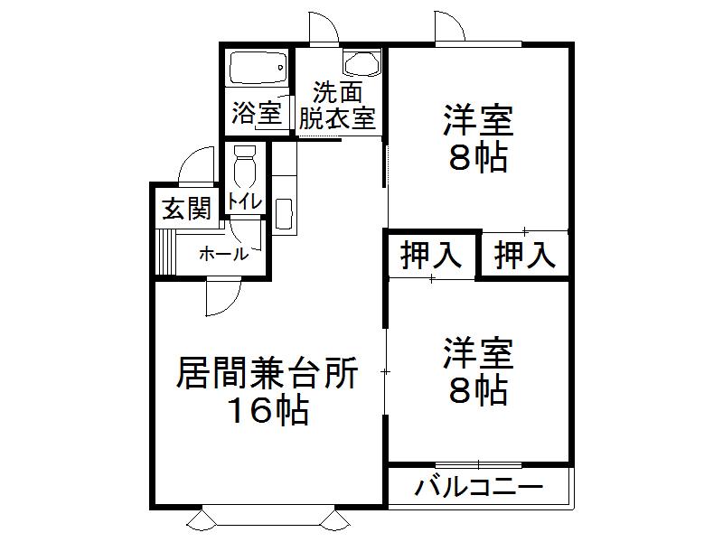 プレイス16(2LDK/2階)の間取り写真