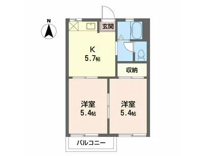 チェリーコーポ(2K/2階)の間取り写真