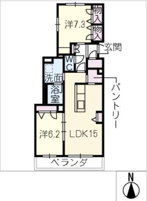 グラントット本町(2LDK/2階)の間取り写真