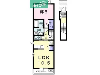 トゥルーハートI(1LDK/2階)の間取り写真