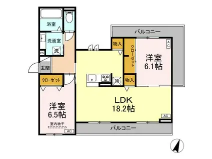 D-AVANCE牟呂(2LDK/1階)の間取り写真