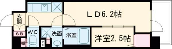 ARTIZA姫路(1DK/7階)の間取り写真