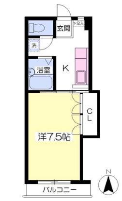 グランベリー(1K/1階)の間取り写真