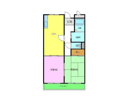 サンハイツ今熊(2DK/2階)の間取り写真