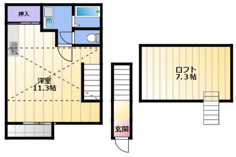 グラッドスペース茶屋松(ワンルーム/1階)の間取り写真