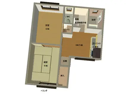 ハイツ紀ノ川(2DK/2階)の間取り写真