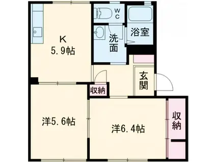 アルトリオ一番館(2K/1階)の間取り写真