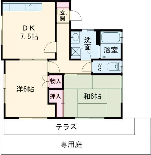 ピーチハウス(2DK/1階)の間取り写真