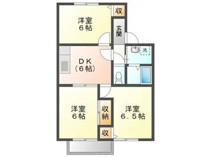 ファミールD(3DK/2階)の間取り写真