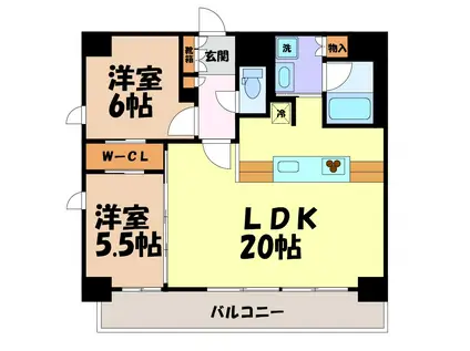 S-RESIDENCE金山EPURE(2LDK/14階)の間取り写真