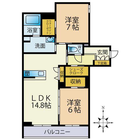 アーバンT(2LDK/1階)の間取り写真