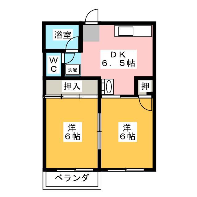 コーポジェントリー A棟(2DK/1階)の間取り写真