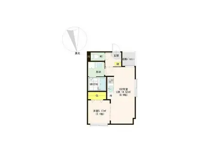 アストレア長町(1LDK/1階)の間取り写真