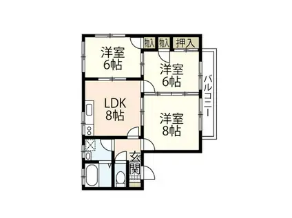 グレイスカンドウ C棟(3LDK/2階)の間取り写真