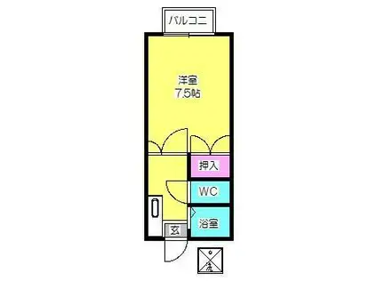 ファーストインビブレE(1K/1階)の間取り写真