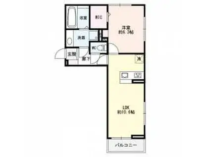 SERENO MORIYA II(1LDK/3階)の間取り写真