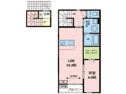 ハドルハシヌマ(1LDK/2階)の間取り写真