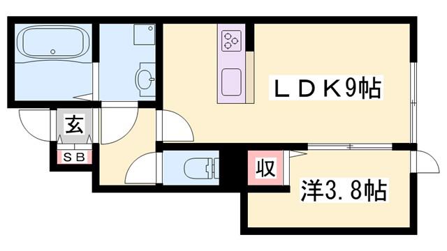 GREEN BELL赤穂(1LDK/1階)の間取り写真