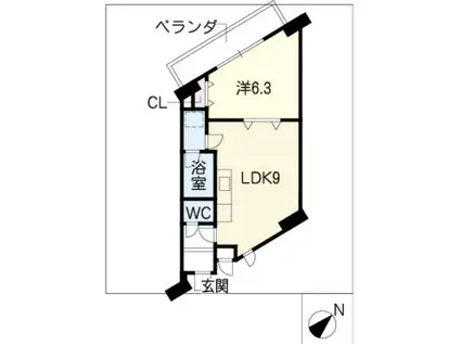 パレスHAKUHO(1LDK/8階)の間取り写真