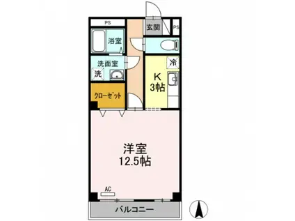 ブルージュTAKASONE(1K/1階)の間取り写真