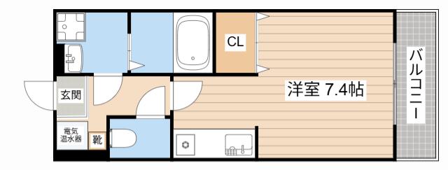 エクセル田中 E(ワンルーム/1階)の間取り写真