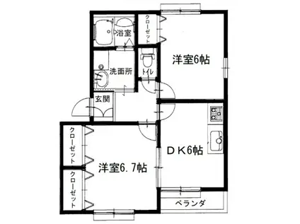 ルミエール白浜(2DK/1階)の間取り写真