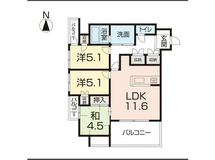 サンワプラザ大手前通(3LDK/4階)の間取り写真
