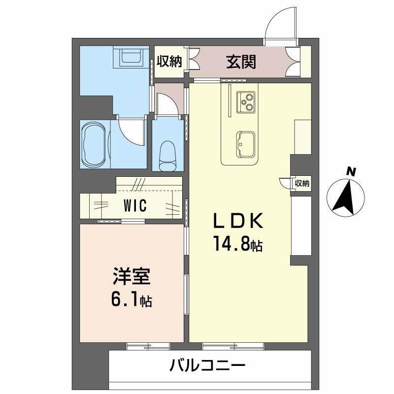 LUANA KAMISUGI(1LDK/3階)の間取り写真